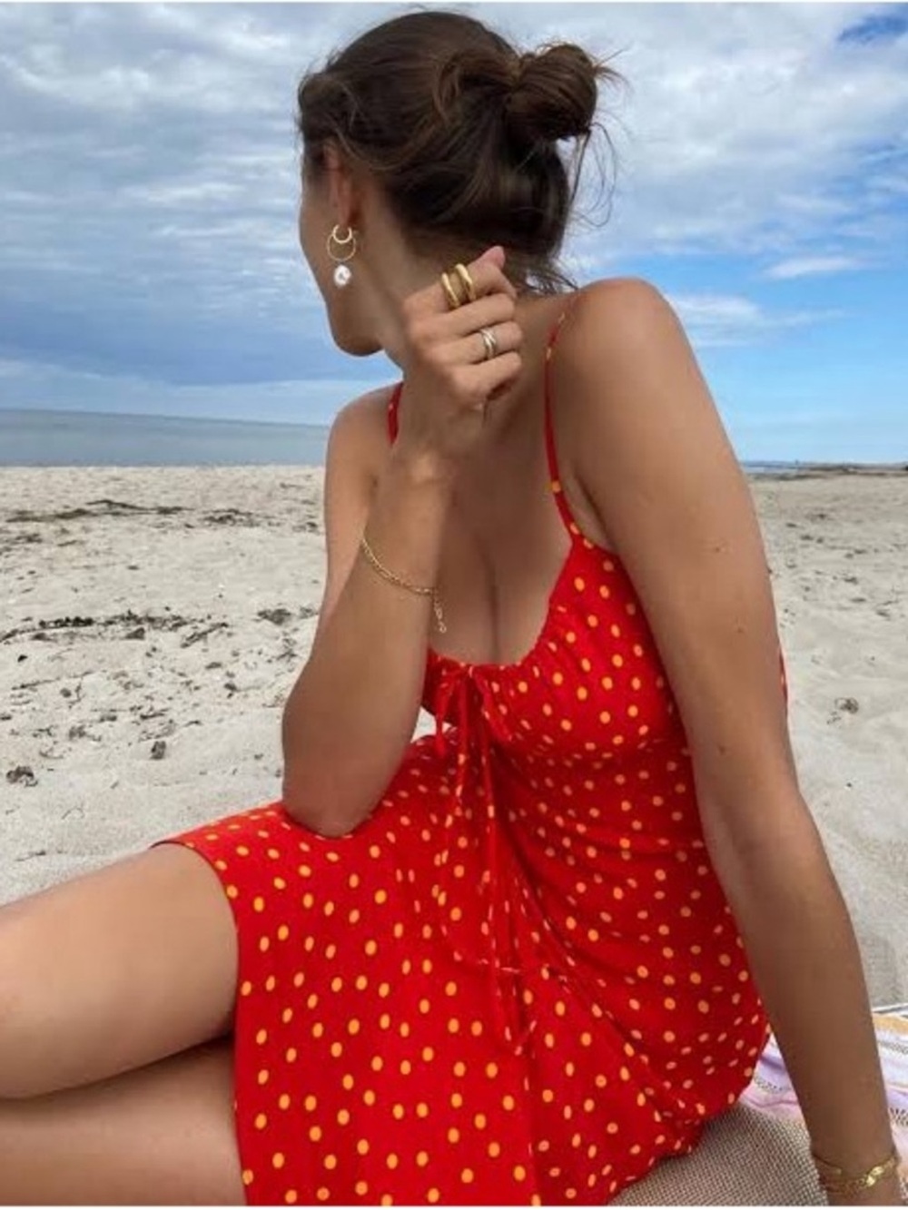 Realisation Par Inez Dress Mini in Rossa Red Polka Dot Size Small